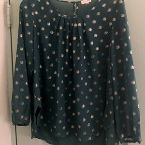 Maison Jules Sheer Foil Polka Dot Blouse - Large